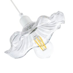 Rackhams Designer Ribbed Clear Glass Pendant Light Shade with Wavy Ruffled Edge - thumbnail 4
