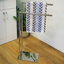 Rackhams Stamford Stainless Steel Chrome Freestanding Towel Rail - thumbnail 2