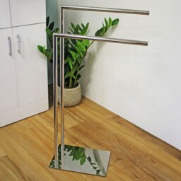 Rackhams Stamford Stainless Steel Chrome Freestanding Towel Rail - thumbnail 1