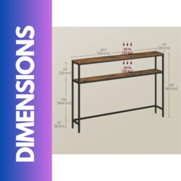 Rackhams Industrial Slim Hallway Console Table With 2 Shelves Rustic Brown - thumbnail 5