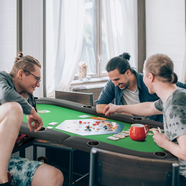Rackhams 8 Player Folding Poker Table with Cup Holders, Metal Base, Green - Green - MDF, Metal - 183L x 82W x 75H cm - image 1