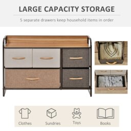 Rackhams Drawer Dresser Tower Unit Clothes Storage Organizer with Wood Top, Steel Frame - thumbnail 6