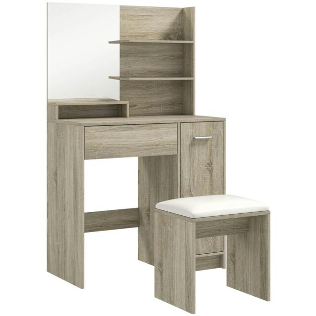 Rackhams Dressing Table and Stool Set, with Storage - Wood-Effect