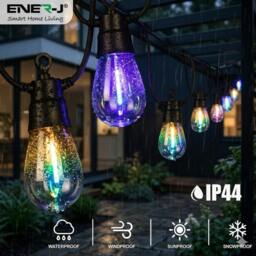 Rackhams Solar RGB Meteor Show String Lights for festive season, 10 Meters 10 Lamps, IP44 - thumbnail 4