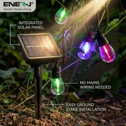 Rackhams Solar RGB Meteor Show String Lights for festive season, 10 Meters 10 Lamps, IP44 - thumbnail 3