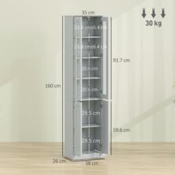 Rackhams Tall Bathroom Storage Cabinet, 6-Tier Bathroom Cabinet - White - thumbnail 4