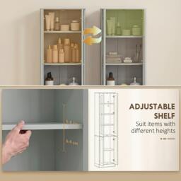 Rackhams Tall Bathroom Storage Cabinet, 6-Tier Bathroom Cabinet - White - thumbnail 5