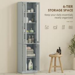 Rackhams Tall Bathroom Storage Cabinet, 6-Tier Bathroom Cabinet - White - thumbnail 6