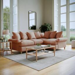 Rackhams Brentwood Right Hand Corner Sofa - Coral