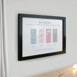 Rackhams Personalised Birth Flower Family of 4 Black Framed Print - thumbnail 2