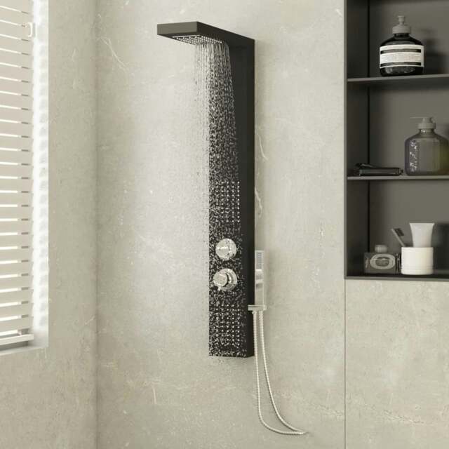 Rackhams Shower Panel System Aluminium Black