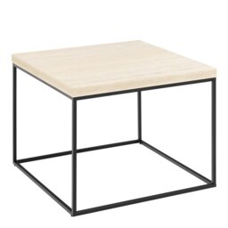 Rackhams Barossa Coffee Table with Light Oak Top & Black Steel Base 60cm - 1 - Black - Beige
