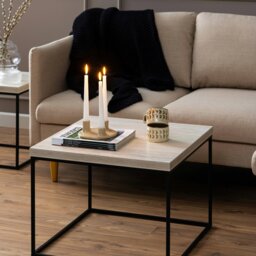 Rackhams Barossa Coffee Table with Light Oak Top & Black Steel Base 60cm - 1 - Black - Beige - thumbnail 4