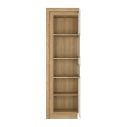 Rackhams Lyon Tall narrow display cabinet (RHD) in Riviera Oak/White High Gloss - Full Assembly Required - Riviera Oak & White - High Gloss - thumbnail 3