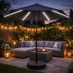Rackhams 2.7m LED Garden Parasol with Solar Lights & Tilt Mechanism - thumbnail 1