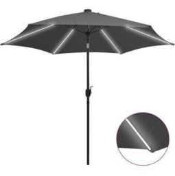 Rackhams 2.7m LED Garden Parasol with Solar Lights & Tilt Mechanism - thumbnail 2