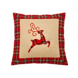 Rackhams 40x40cm 40x40cm Reindeer Print Christmas Cushion Cover in Brown Hessian and Non-Woven - 35cm x 25cm x 2.5cm - Cotton - Brown