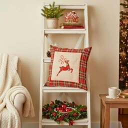 Rackhams 40x40cm 40x40cm Reindeer Print Christmas Cushion Cover in Brown Hessian and Non-Woven - 35cm x 25cm x 2.5cm - Cotton - Brown - thumbnail 3