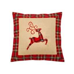 Rackhams 40x40cm 40x40cm Reindeer Print Christmas Cushion Cover in Brown Hessian and Non-Woven - 35cm x 25cm x 2.5cm - Cotton - Brown - thumbnail 2