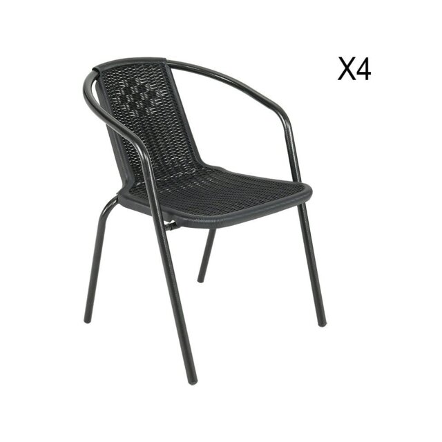 Rackhams 2 Seater Outdoor Table Square Tempered Glass Table and Garden Chairs - Table with 4 Chairs - W 80 x L 80 x H 72 cm - image 1