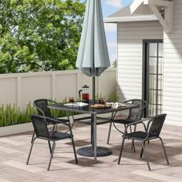 Rackhams 2 Seater Outdoor Table Square Tempered Glass Table and Garden Chairs - Table with 4 Chairs - W 80 x L 80 x H 72 cm - thumbnail 4
