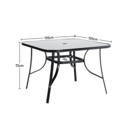 Rackhams 2 Seater Outdoor Table Square Tempered Glass Table and Garden Chairs - Table with 4 Chairs - W 80 x L 80 x H 72 cm - thumbnail 5