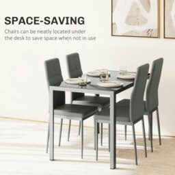 Rackhams 5 Piece Dining Set Table and 4 Chairs Set for 4 Persons Kitchen Glasstop - thumbnail 4