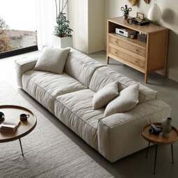 Rackhams Jerome Three Seater Sofa, Modular Sofa, Cotton Linen - Off White - 220cm - thumbnail 5