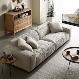 Rackhams Jerome Three Seater Sofa, Modular Sofa, Cotton Linen - Off White - 220cm - thumbnail 4