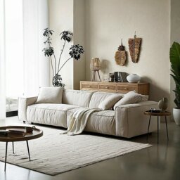Rackhams Jerome Three Seater Sofa, Modular Sofa, Cotton Linen - Off White - 220cm