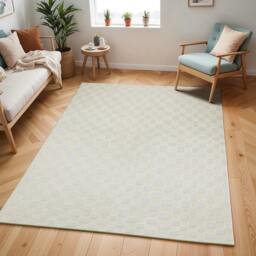 Rackhams Freud-Modern Off-White Ivory High Pile Checkered Rug - 200 x 275 cm - thumbnail 1