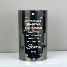 Rackhams Personalised Miss You Beyond The Stars Smoked Glass LED Candle - thumbnail 2