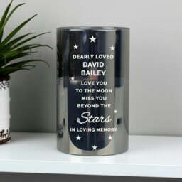 Rackhams Personalised Miss You Beyond The Stars Smoked Glass LED Candle - thumbnail 4