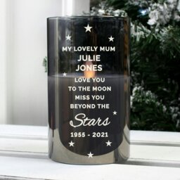 Rackhams Personalised Miss You Beyond The Stars Smoked Glass LED Candle