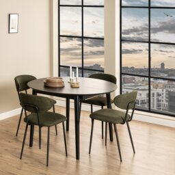 Rackhams Montreux Round Extending Dining Table in Black 115-154 cm - Black - No - Black - thumbnail 5