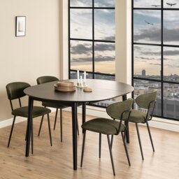 Rackhams Montreux Round Extending Dining Table in Black 115-154 cm - Black - No - Black - thumbnail 6