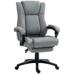 Rackhams Executive Home Office Chair High Back Recliner, with Foot Rest, Grey - Grey - thumbnail 2