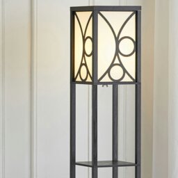 Rackhams Modern Floor Lamp with 3 Wood Shelves - Black - thumbnail 6