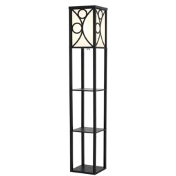 Rackhams Modern Floor Lamp with 3 Wood Shelves - Black - thumbnail 5