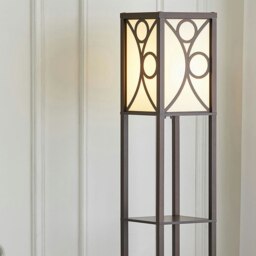 Rackhams Modern Floor Lamp with 3 Wood Shelves - Black - thumbnail 3