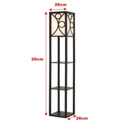 Rackhams Modern Floor Lamp with 3 Wood Shelves - Black - thumbnail 4