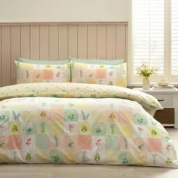 Rackhams Daisy Patchwork Reversible Duvet Cover Set Yellow - King - Yellow - thumbnail 1