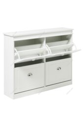 Rackhams Modern 2-Tier Flip Down Shoe Cabinet - White - thumbnail 3