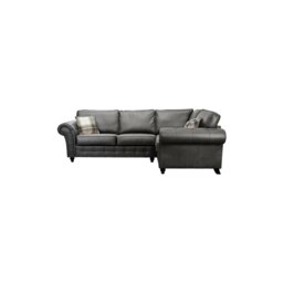 Rackhams Oakland Suede 4-5 Seater Corner Sofa in Charcoal Black Fabric - Black - thumbnail 4