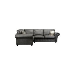 Rackhams Oakland Suede 4-5 Seater Corner Sofa in Charcoal Black Fabric - Black - thumbnail 3