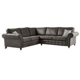 Rackhams Oakland Suede 4-5 Seater Corner Sofa in Charcoal Black Fabric - Black - thumbnail 1