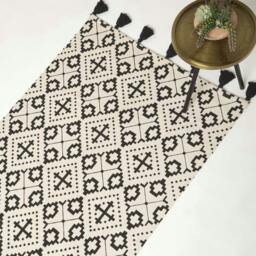 Rackhams Reva Black & White Cotton Geometric Rug - 120 x 170 cm - thumbnail 1