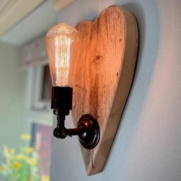 Rackhams Rustic Hearts Aglow – Wooden Love Heart Wall Light - Mains powered - thumbnail 1