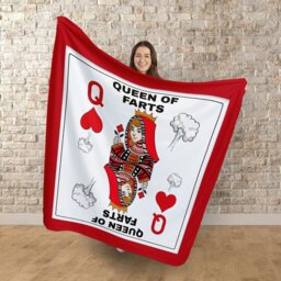Rackhams Queen of Farts Playing Card Design - Luxury Fleece Blanket 150cm X 150cm - thumbnail 3
