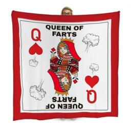 Rackhams Queen of Farts Playing Card Design - Luxury Fleece Blanket 150cm X 150cm